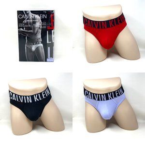Calvin Klein Black Red Cotton Stretch Classic Hip Brief 3-pack NB2595910